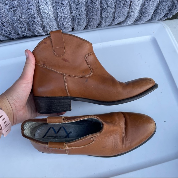 Mademoiselle Jacadi Paris Ankle Booties cognac brown low heel size 37 6 leather - Picture 9 of 9